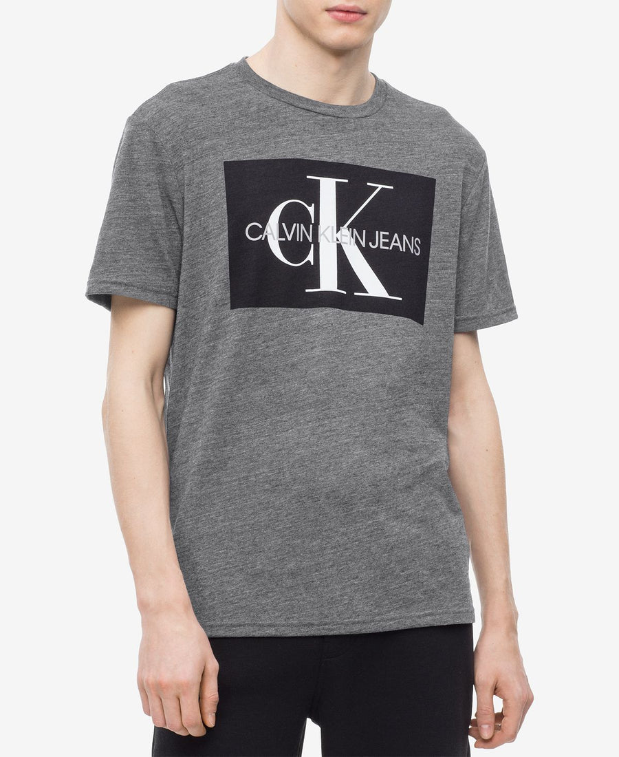 Calvin Klein Jeans Monogram Logo-print T-shirt Med Charcoal Heather