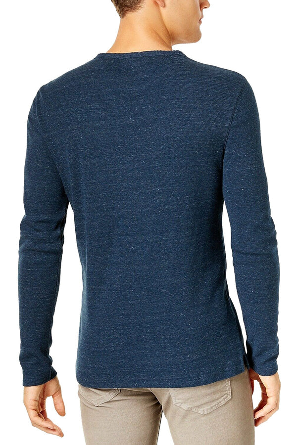 Calvin Klein Jeans Shadow-Blue Heather Waffle-Layer Y-Neck Henley