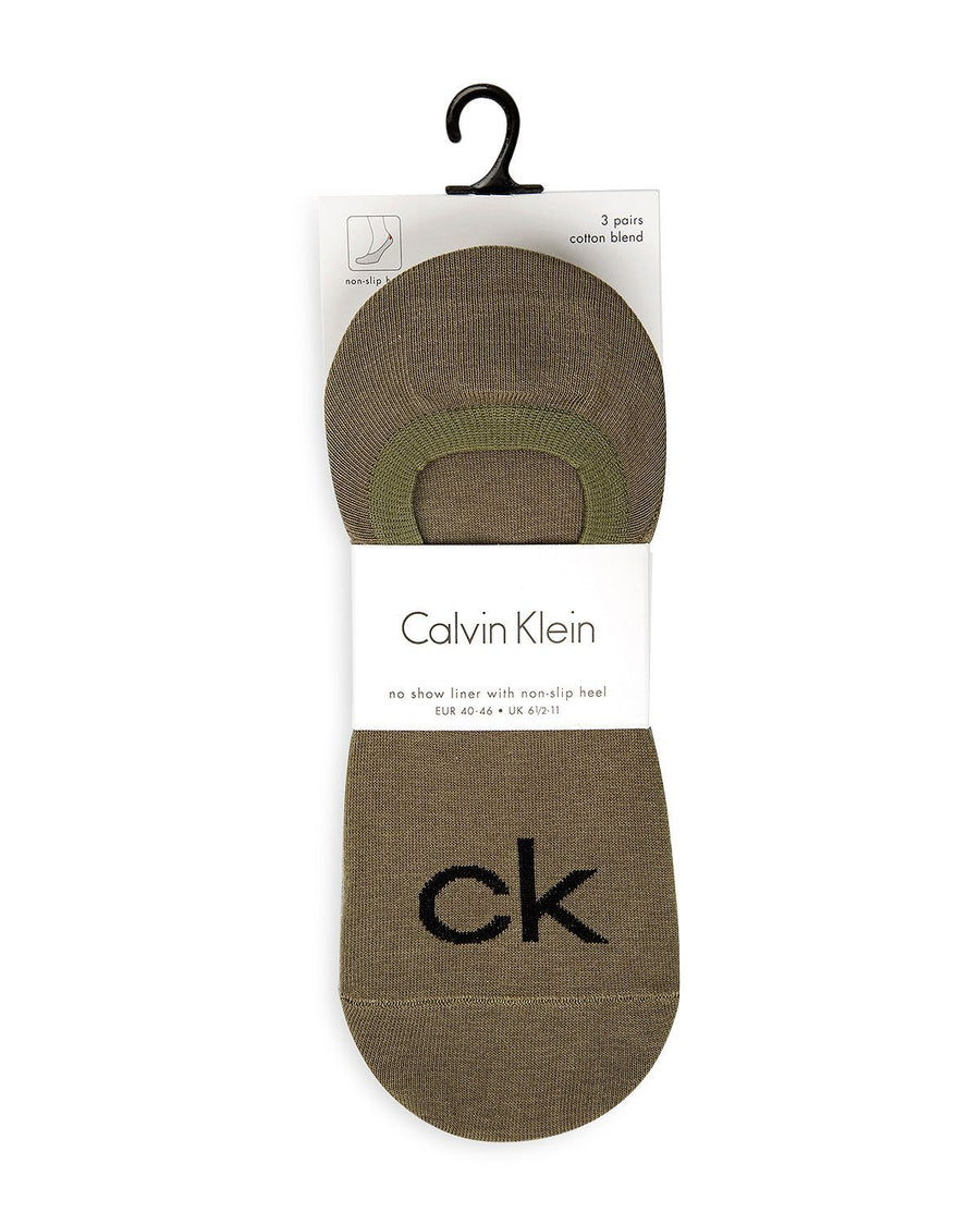 Calvin Klein Logo No Show Liner Socks Pack Of 3 Olive/Gray/Black