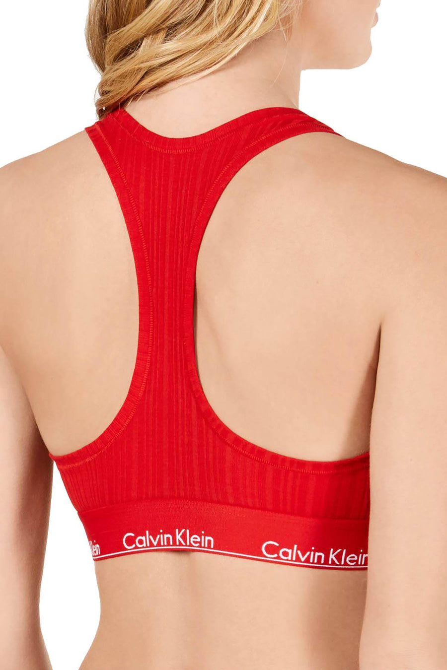 Calvin Klein Manic Red Modern Cotton Ribbed Unlined Bralette