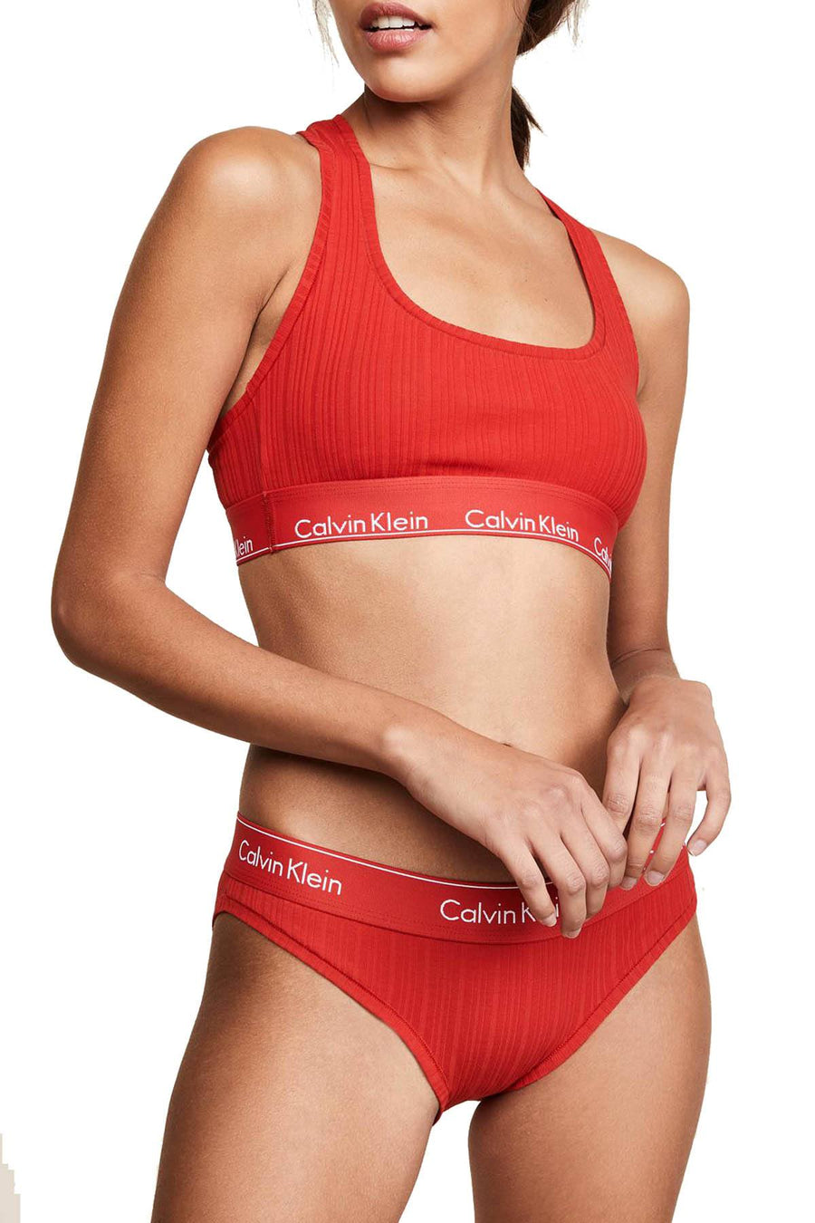 Calvin Klein Manic Red Ribbed Modern Cotton Bikini Brief