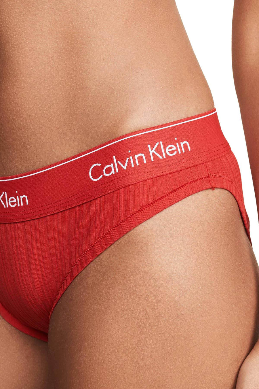 Calvin Klein Manic Red Ribbed Modern Cotton Bikini Brief