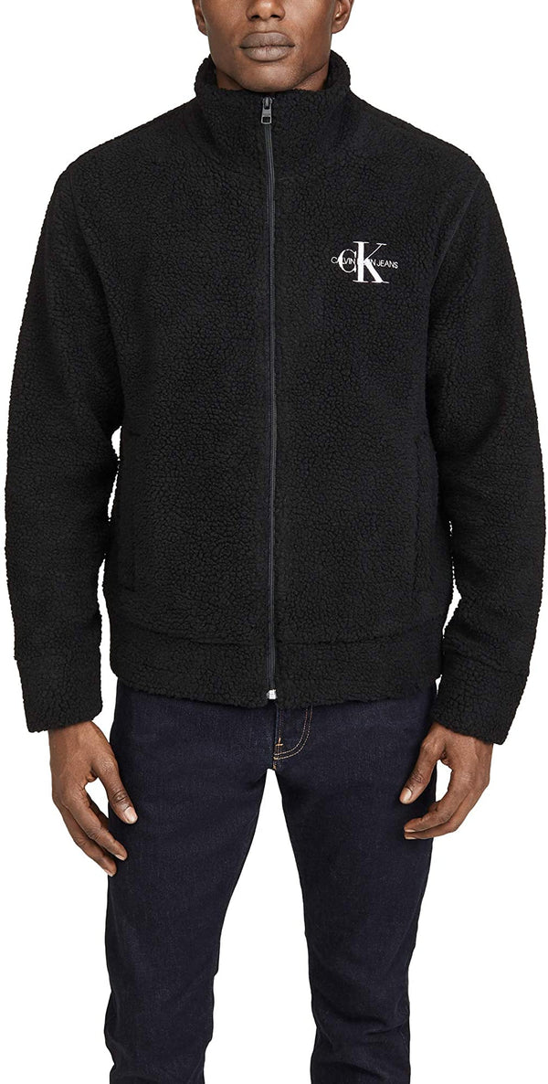 Calvin Klein Men's Sherpa Fleece Zip Up Logo Sweatshirt