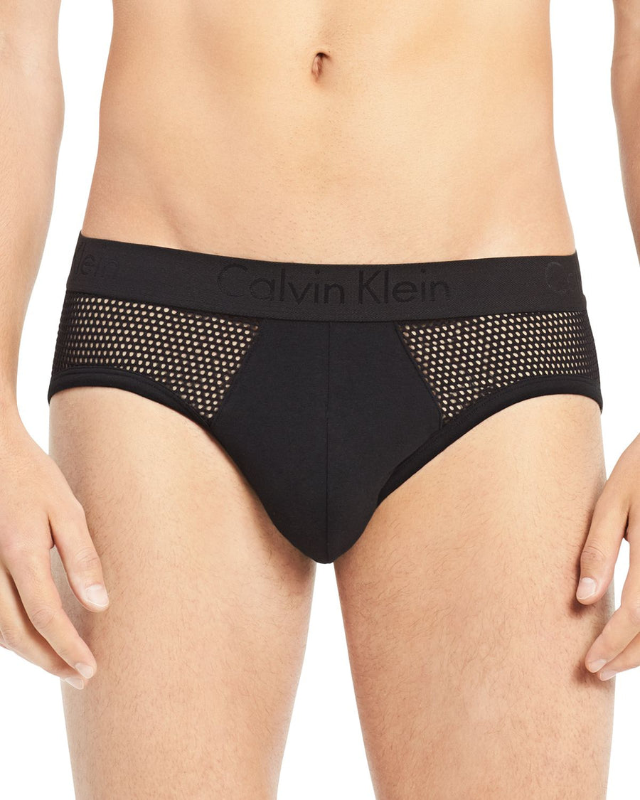 Calvin Klein Mesh-inset Hip Briefs Black