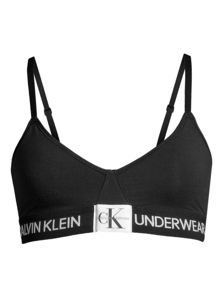 Calvin Klein Monogram Unlined Triangle Bralette in Black