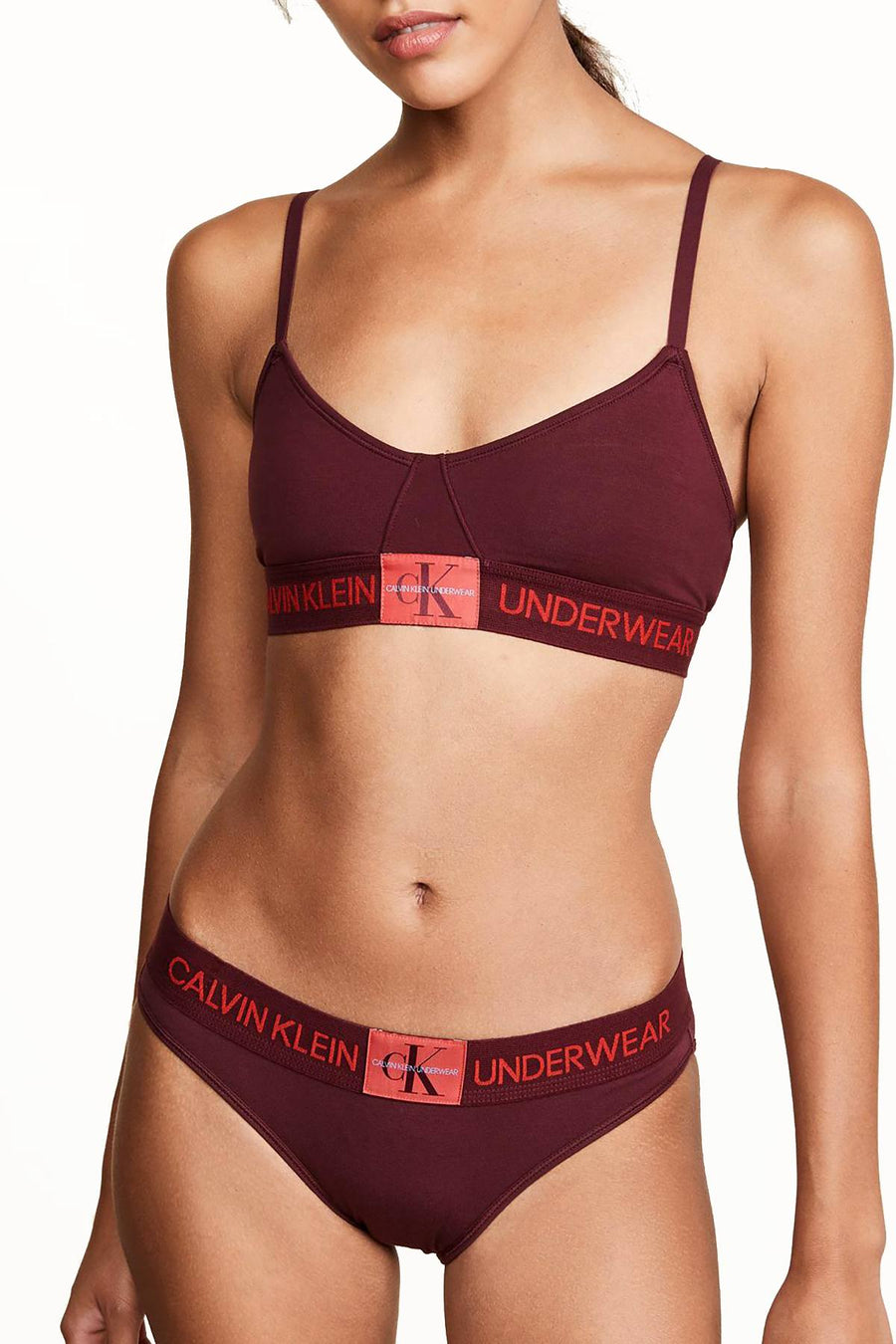 Calvin Klein Monogram Waist Bikini Brief in Phoebe Burgundy