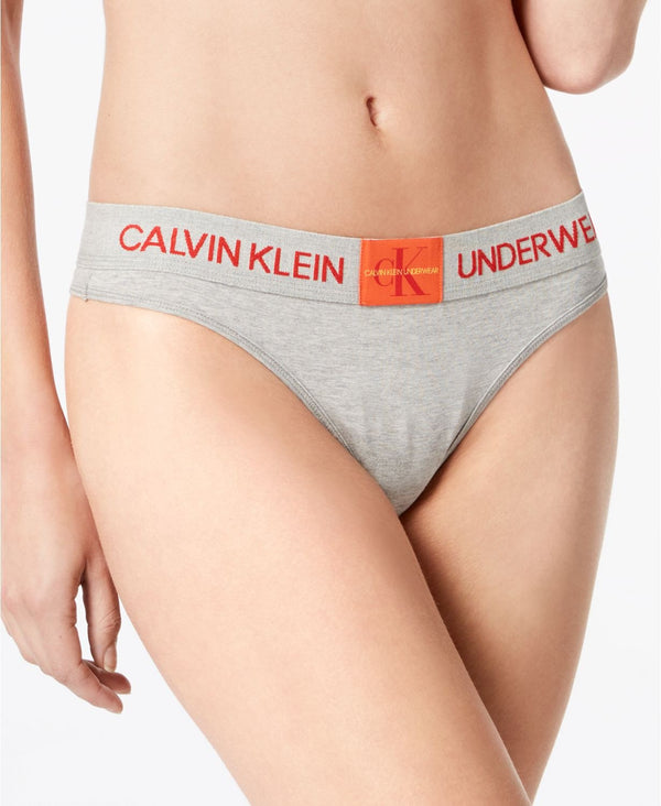 Calvin Klein Monogram Waist Thong in Grey Heather