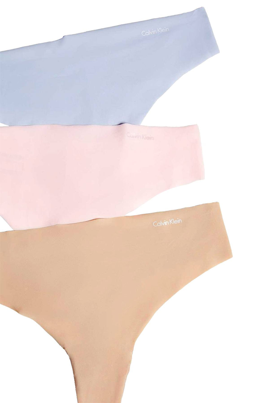 Calvin Klein Pastel Pink/Blue/Nude Invisibles Thong 3-Pack