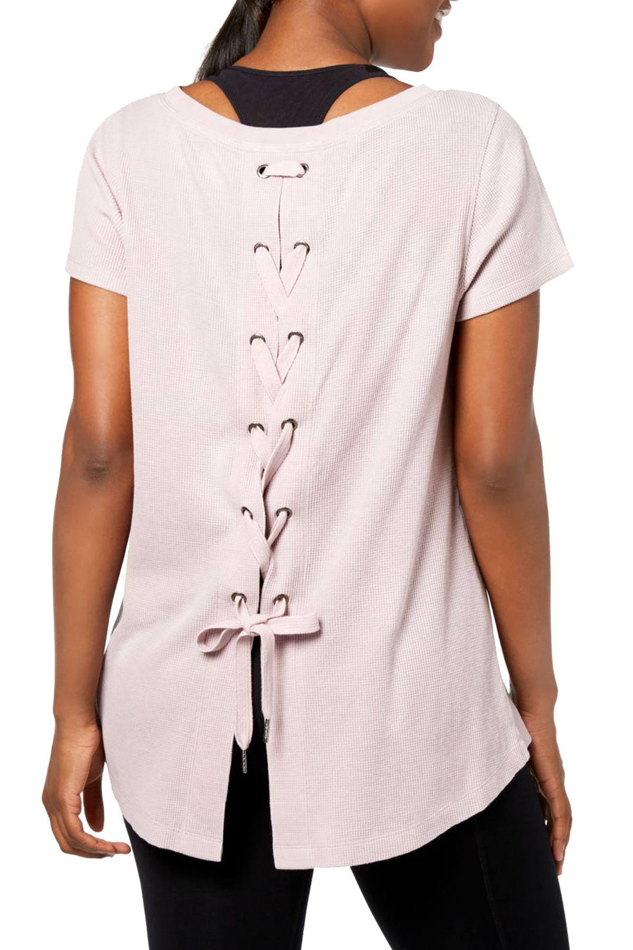 Calvin Klein Performance Evening Sand Lace-Up Back Top