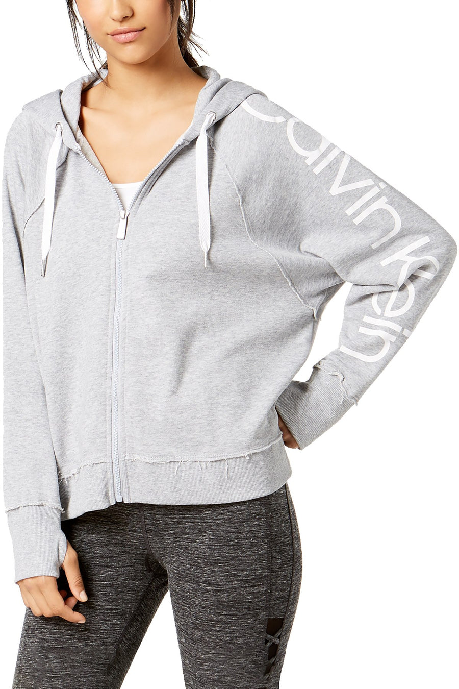 Calvin Klein Performance Pearl Heather Logo Relaxed Zip Hoodie