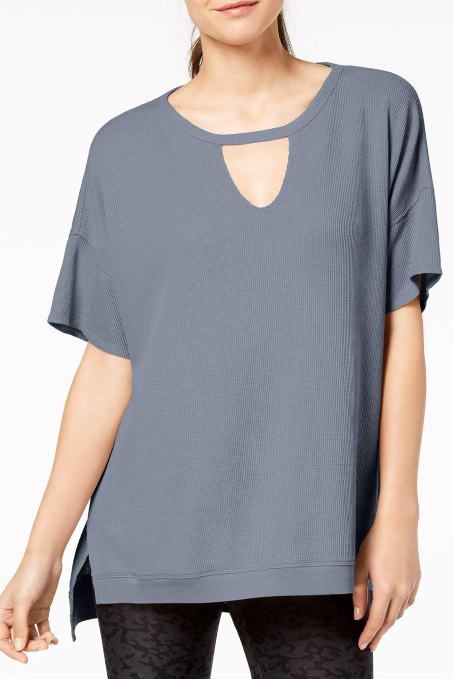 Calvin Klein Performance Steel Blue Keyhole Top