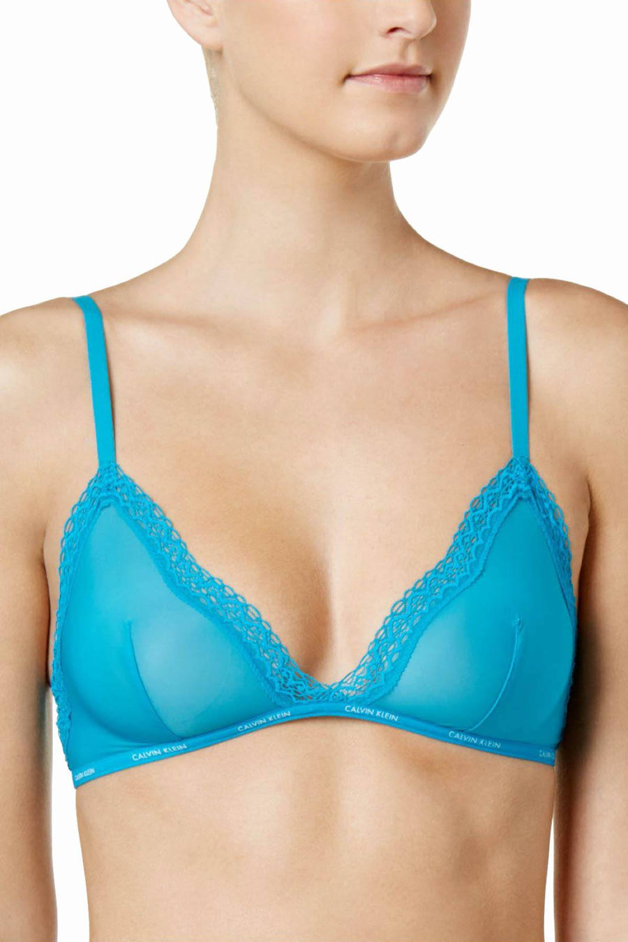 Calvin Klein Perpetua/Sheer Marquisette Lace-Trimmed Triangle Bra