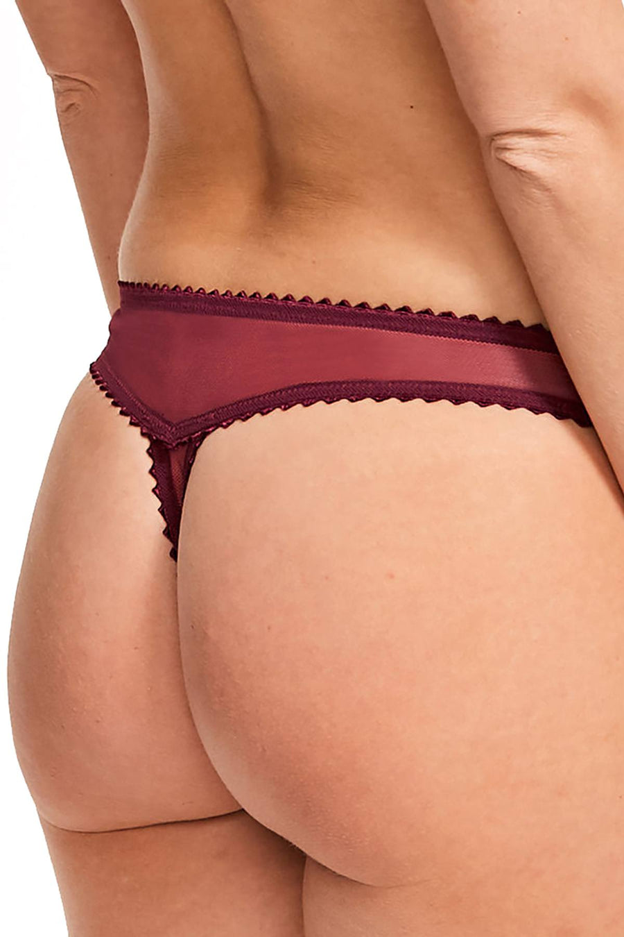 Calvin Klein Phoebe-Burgundy Siren Textured-Lace Thong