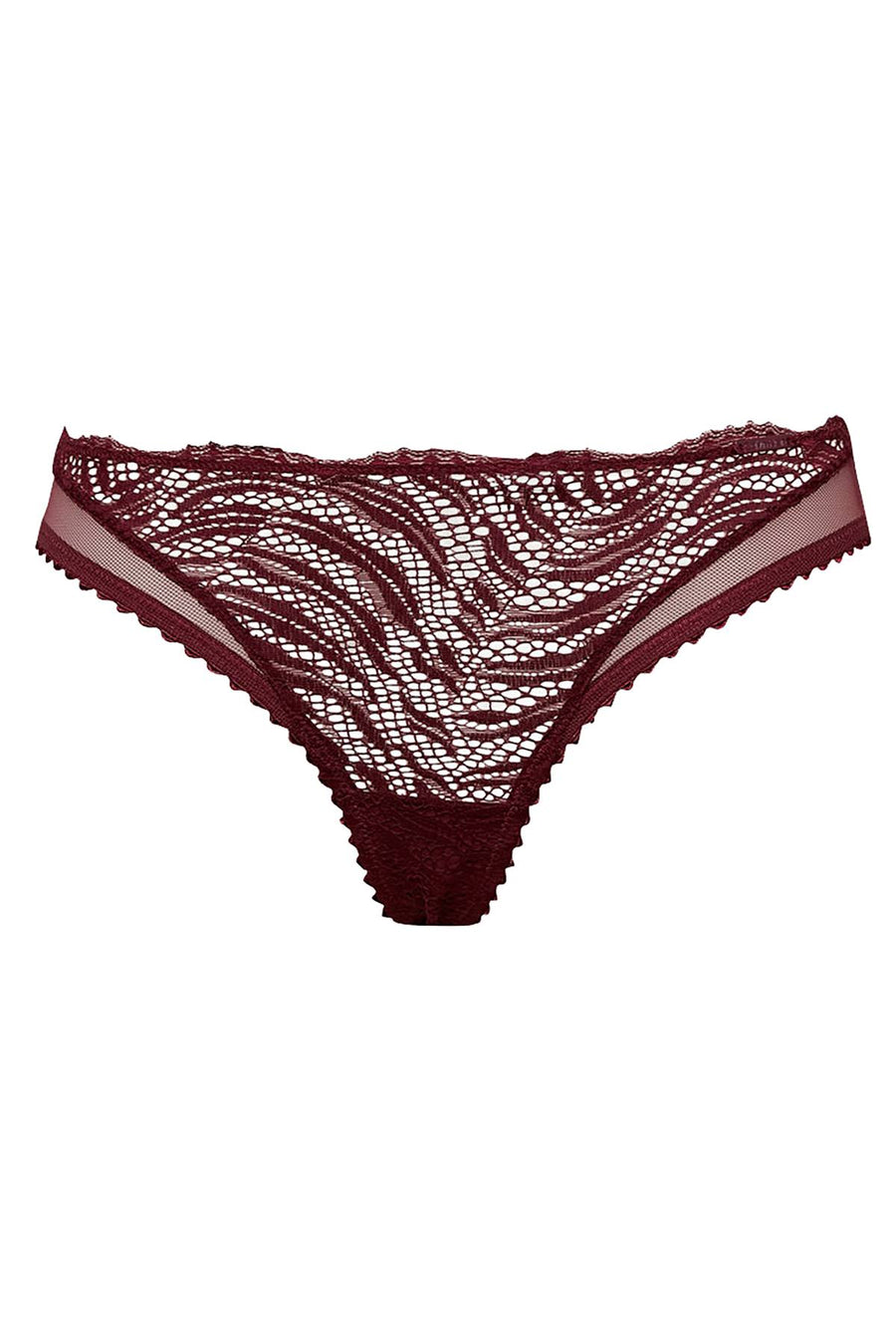 Calvin Klein Phoebe-Burgundy Siren Textured-Lace Thong