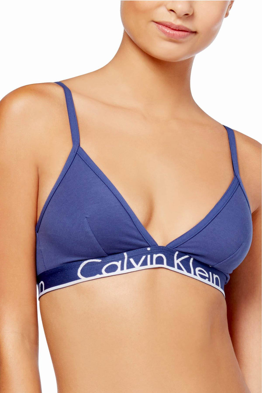 Calvin Klein Placid-Blue ID Cotton Logo Triangle Bralette