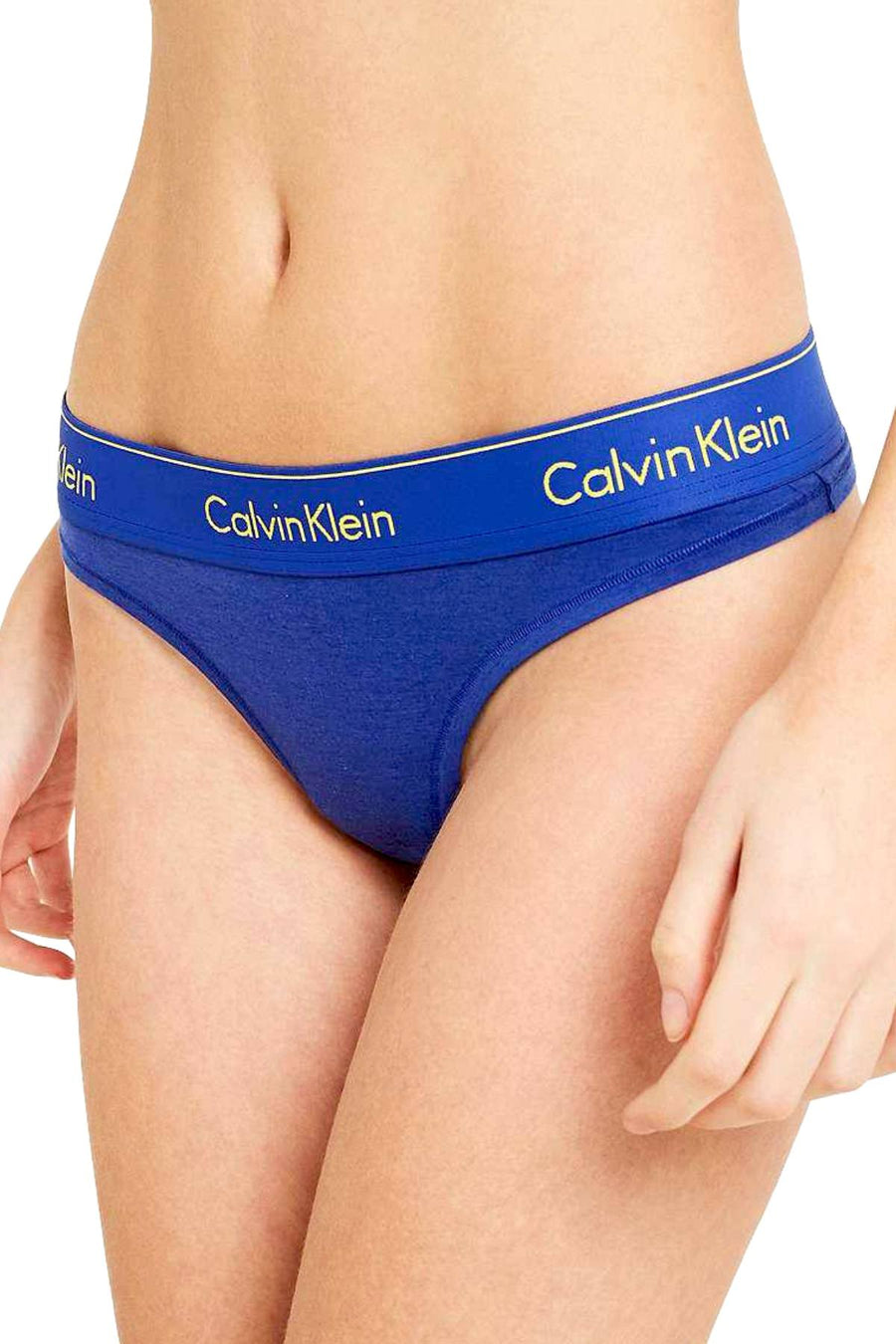 Calvin Klein Pure-Cerulean Modern-Cotton Logo-Waist Thong