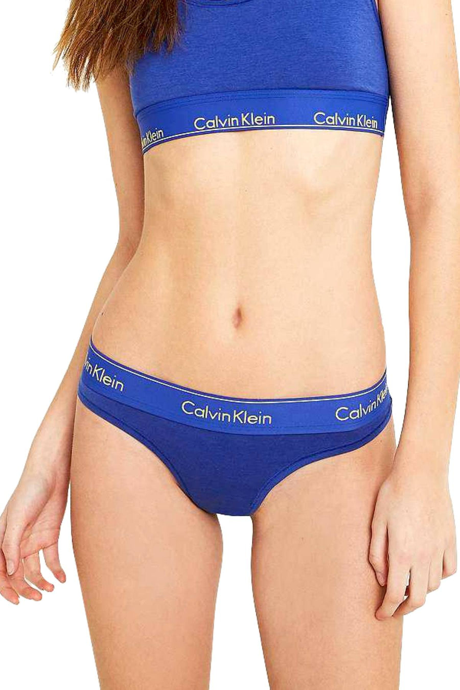 Calvin Klein Pure-Cerulean Modern-Cotton Logo-Waist Thong