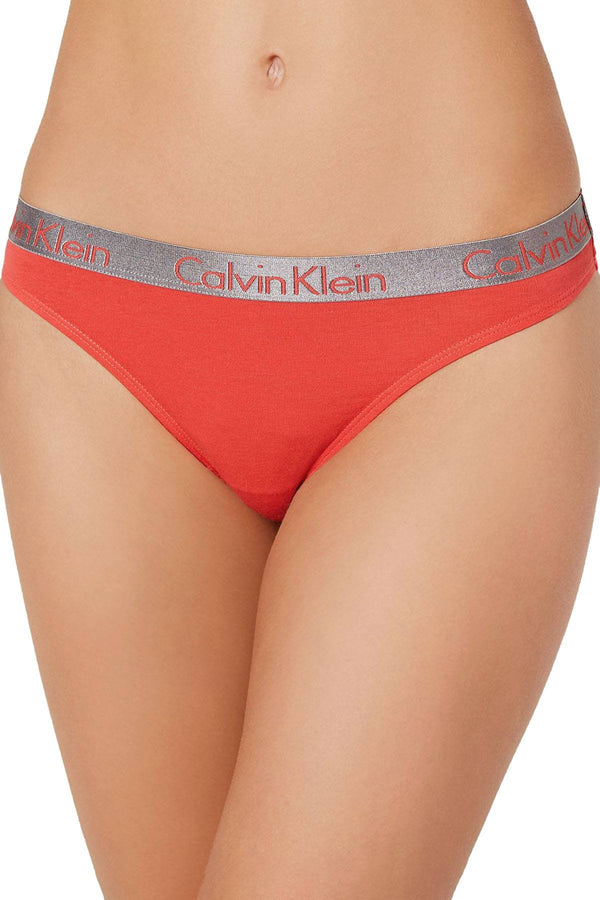 Calvin Klein Radiant Cotton Thong in Fire Lily