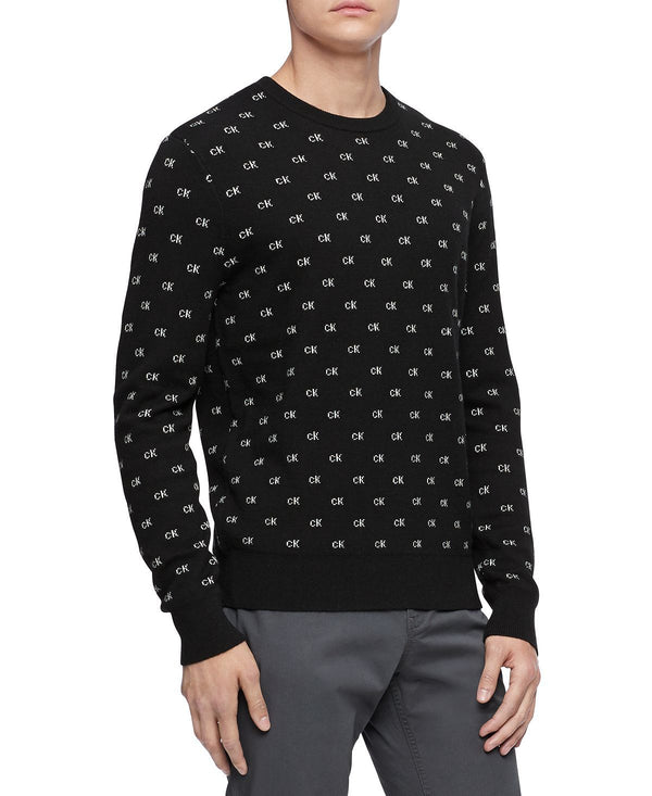 Calvin Klein Regular-fit Logo Jacquard Sweater Black