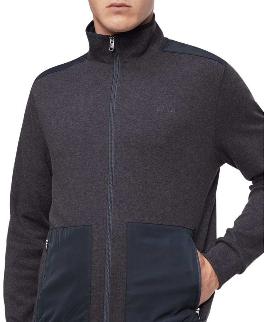 Calvin Klein  Regular-fit Mix-media Full-zip Sweatshirt Black