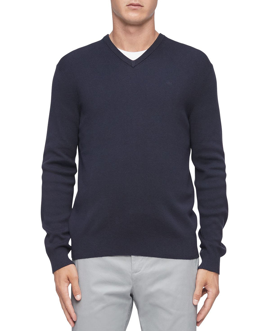 Calvin Klein Regular-fit V-neck Sweater Night Sky Blue