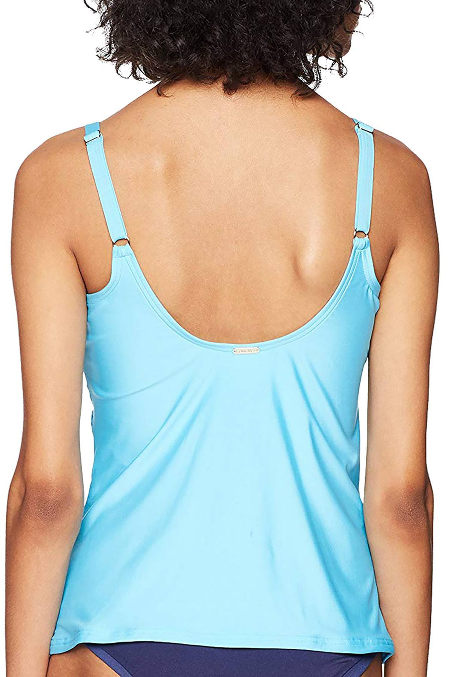 Calvin Klein Ruched Twist Tummy Control Tankini Top in Sky