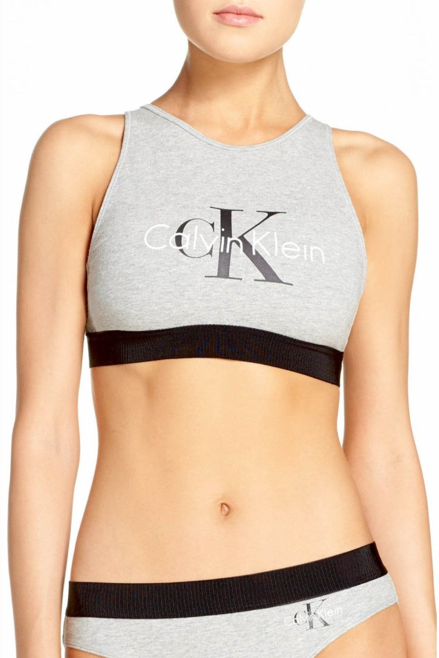 Calvin Klein Silver-Foil Retro Logo Bralette