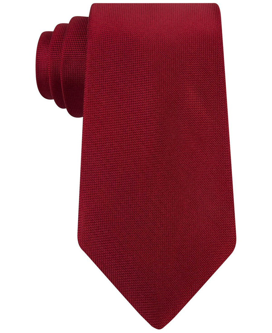 Calvin Klein Silver Spun Solid Slim Tie Red