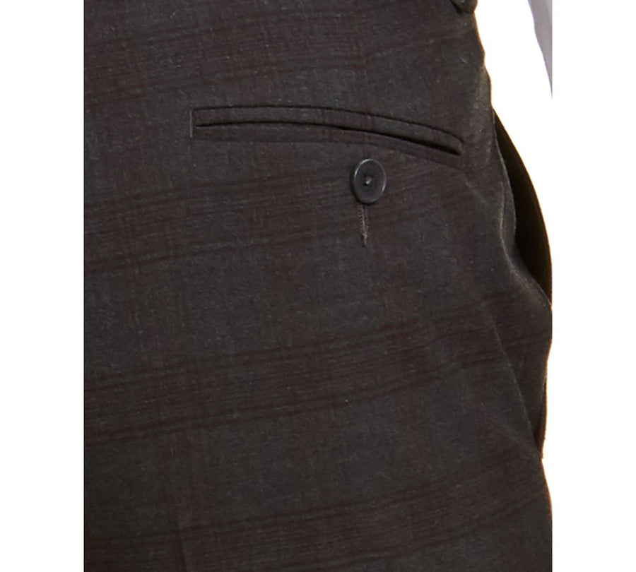 Calvin Klein Skinny-fit Infinite Stretch Plaid Dress Pants Charcoal