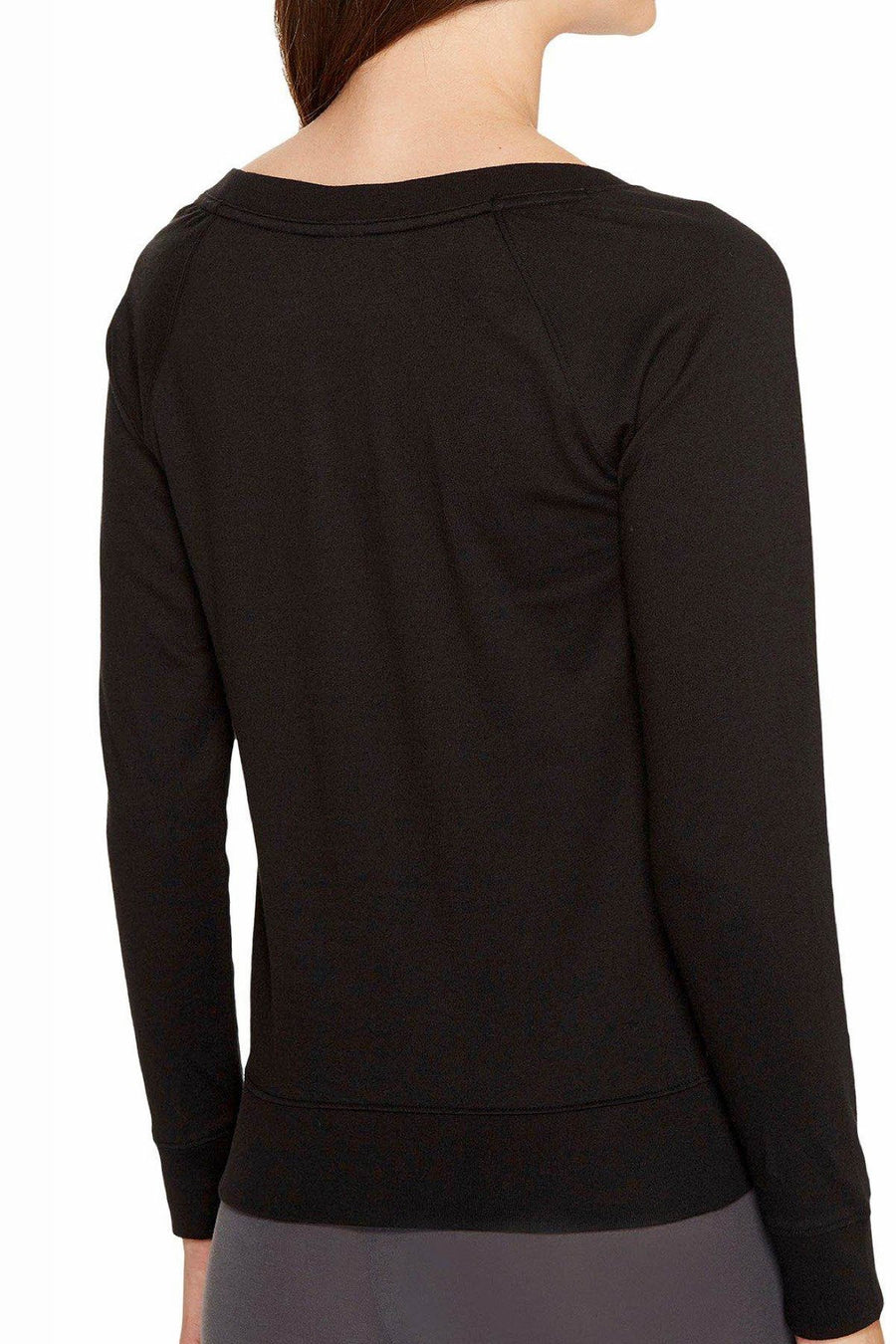 Calvin Klein Sleepwear Black Cotton Logo Coordinate L/S Raglan Top