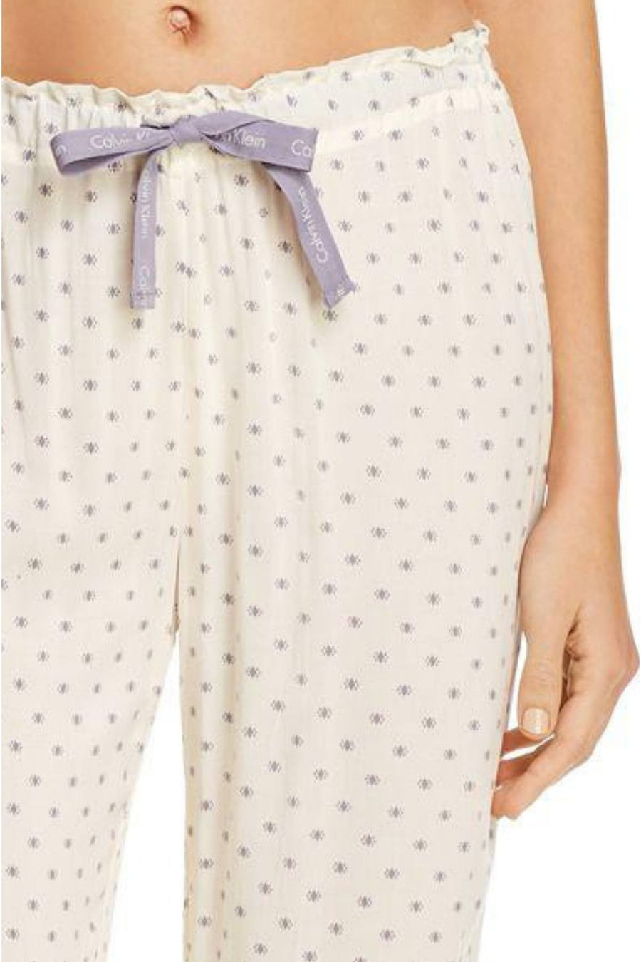 Calvin Klein Sleepwear Ivory Floating-Diamond Print Woven Viscose PJ Pant
