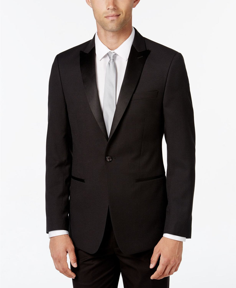 Calvin Klein Slim-fit Black Houndstooth Evening Jacket Black