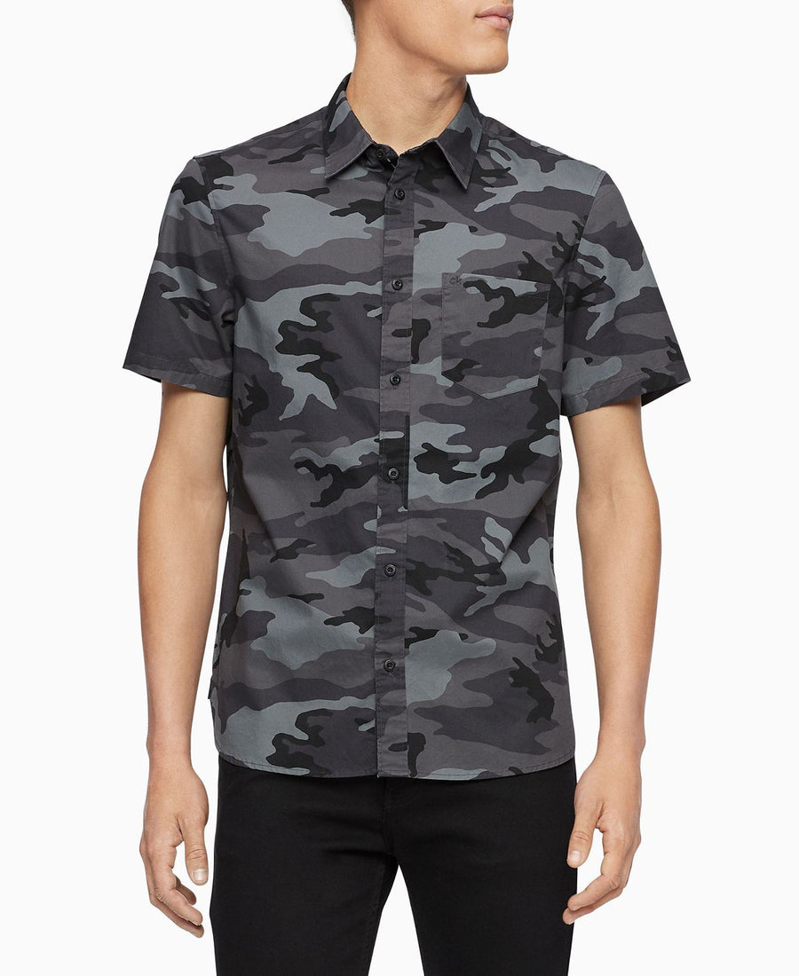 Calvin Klein Slim-fit Camouflage Shirt Charcoal