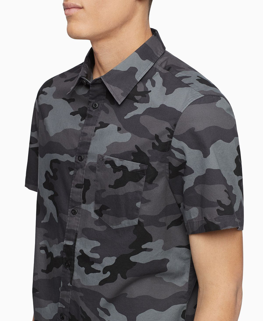 Calvin Klein Slim-fit Camouflage Shirt Charcoal