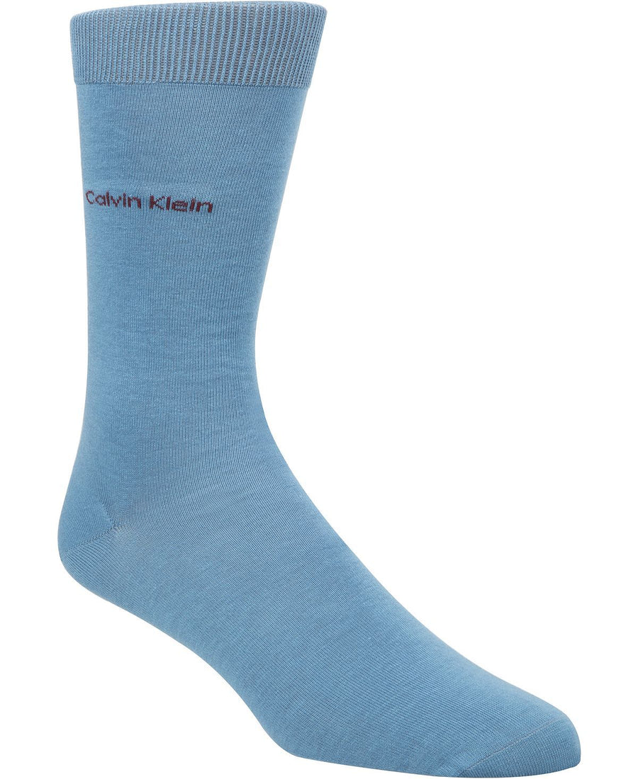 Calvin Klein Socks Giza Cotton Flat Knit Crew Blue Falls