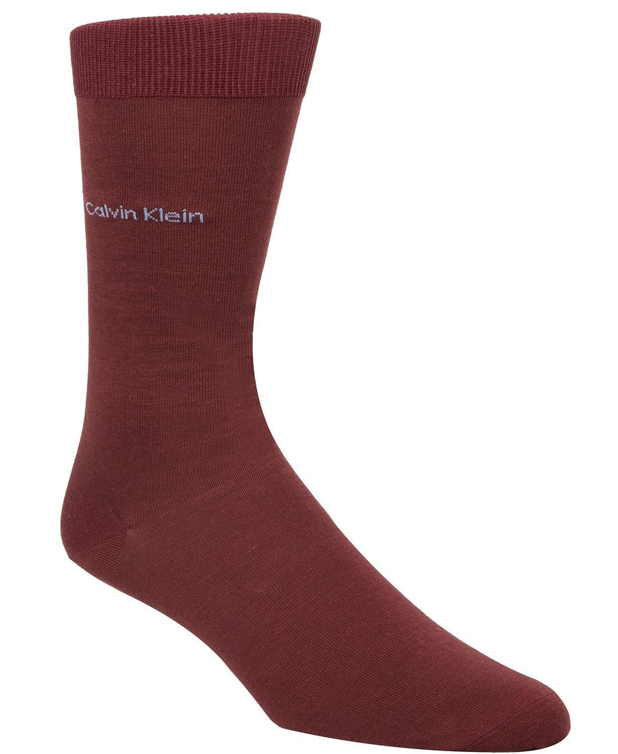 Calvin Klein Socks Giza Cotton Flat Knit Crew Burgundy
