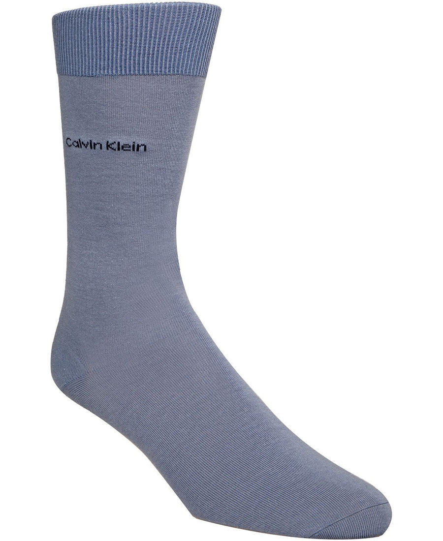 Calvin Klein Socks Giza Cotton Flat Knit Crew Stonewash