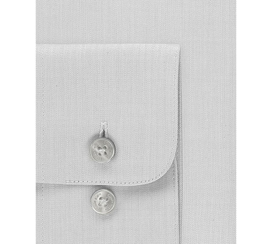 Calvin Klein Steel Classic-fit Non-iron Performance Herringbone Spread Collar Dress Shirt Smoke