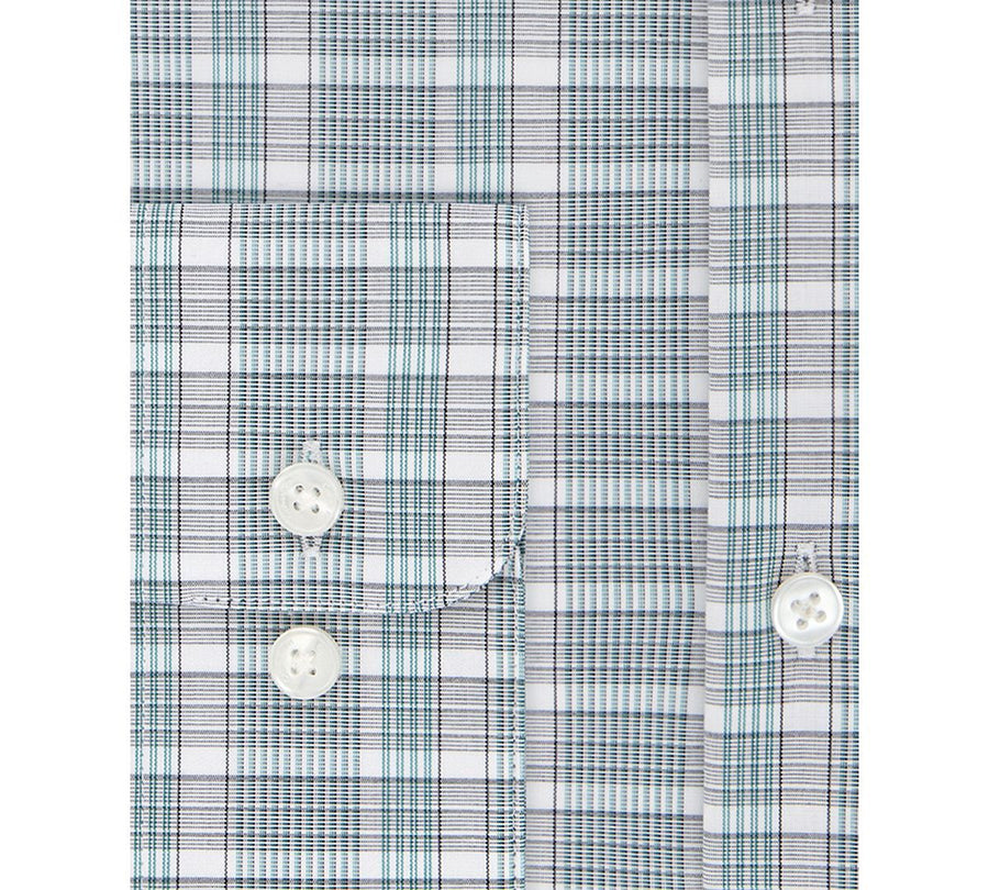 Calvin Klein Steel Classic/regular-fit Non-iron Performance Stretch Green Check Dress Shirt Green Multi