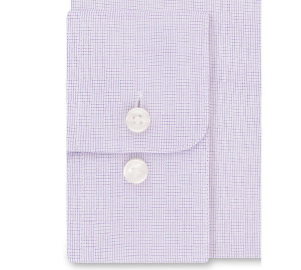 Calvin Klein Steel Classic/regular-fit Stretch Performance Non-iron Purple Check Dress Shirt Lilac