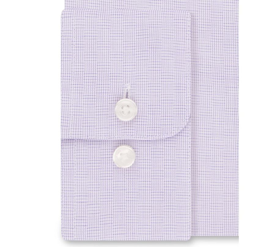 Calvin Klein Steel Classic/regular-fit Stretch Performance Non-iron Purple Check Dress Shirt Lilac