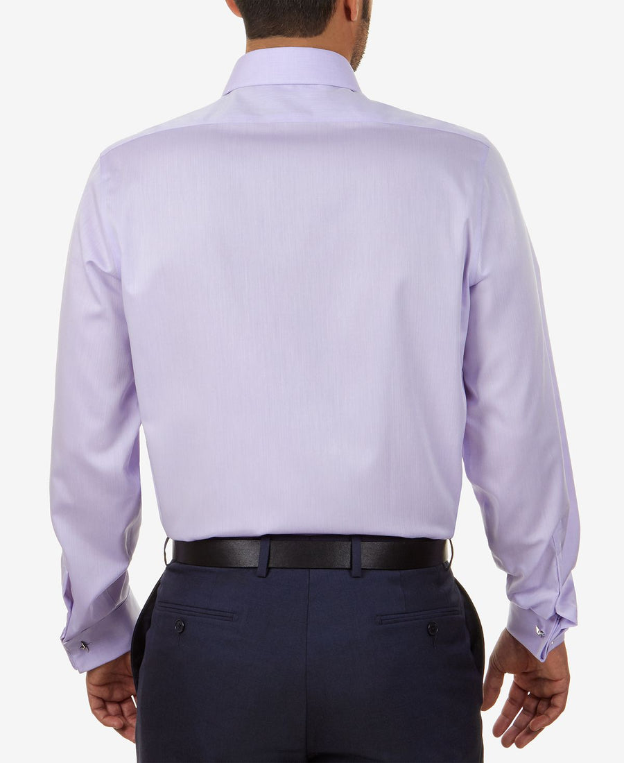 Calvin Klein Steel Slim-fit Non-iron Performance Herringbone French Cuff Dress Shirt Purple