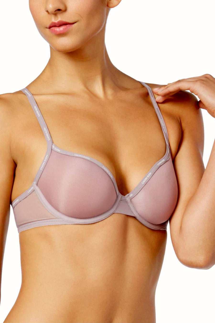 Calvin Klein Violet-Dust Sheer Marquisette Lightly-Lined Demi Bra