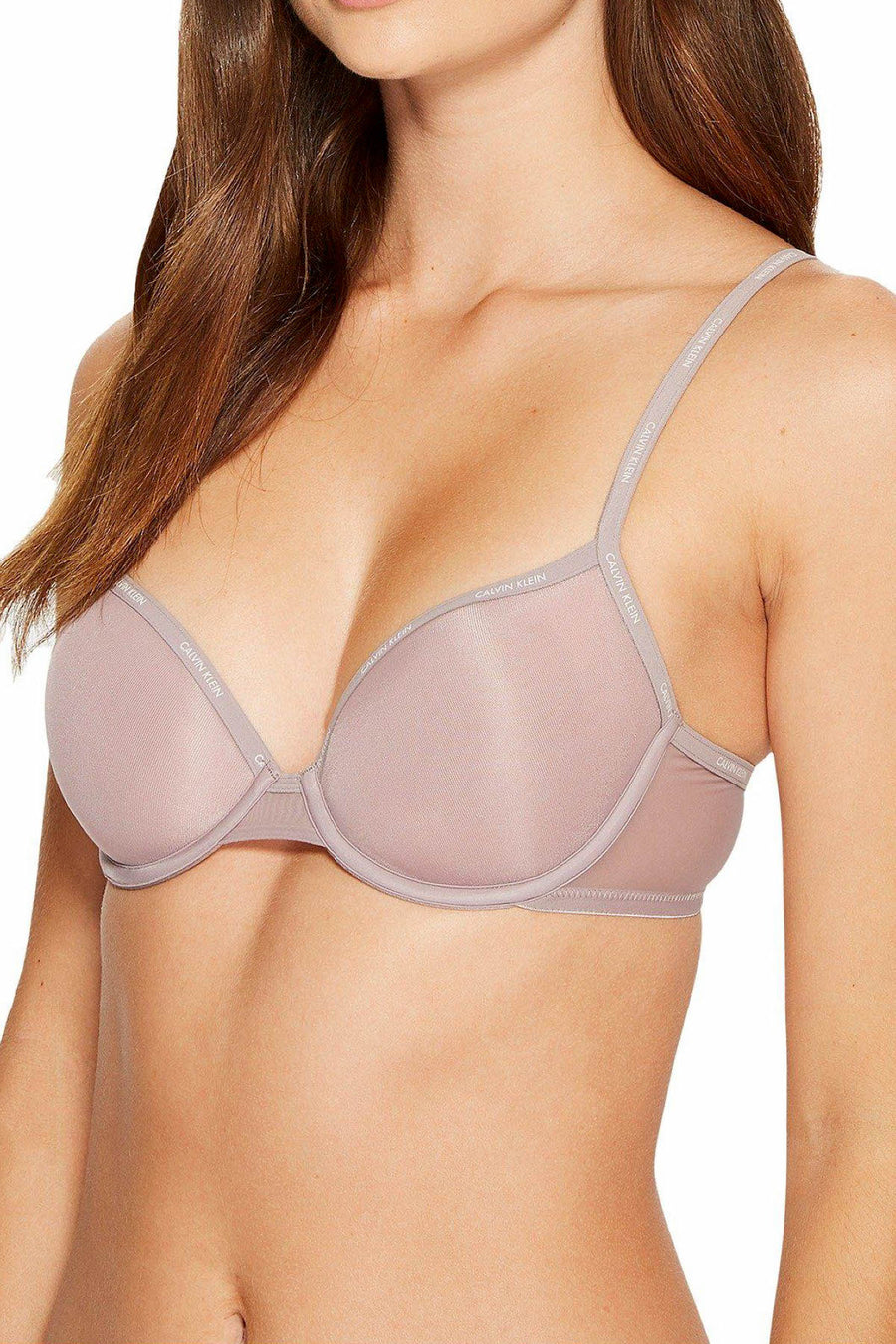 Calvin Klein Violet-Dust Sheer Marquisette Lightly-Lined Demi Bra