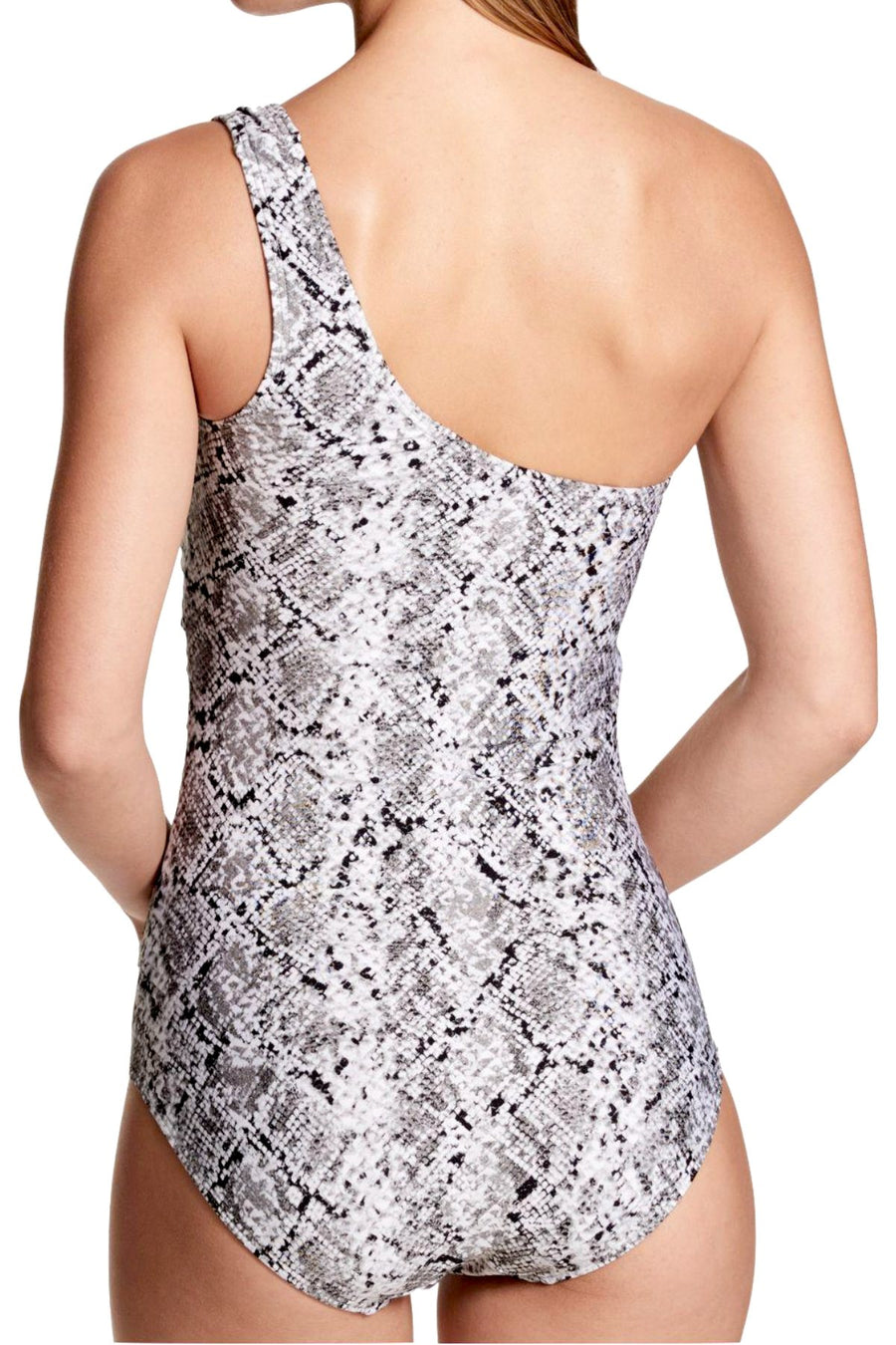 Calvin Klein Viper-Printed Starburst One-Shoulder One-Piece Swimsuit