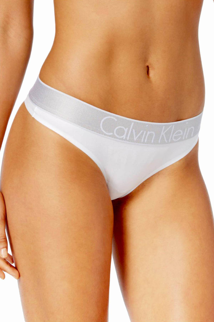 Calvin Klein White Logo Stretch Thong