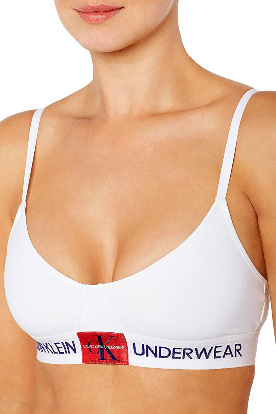 Calvin Klein White Monogram Unlined Triangle Bra