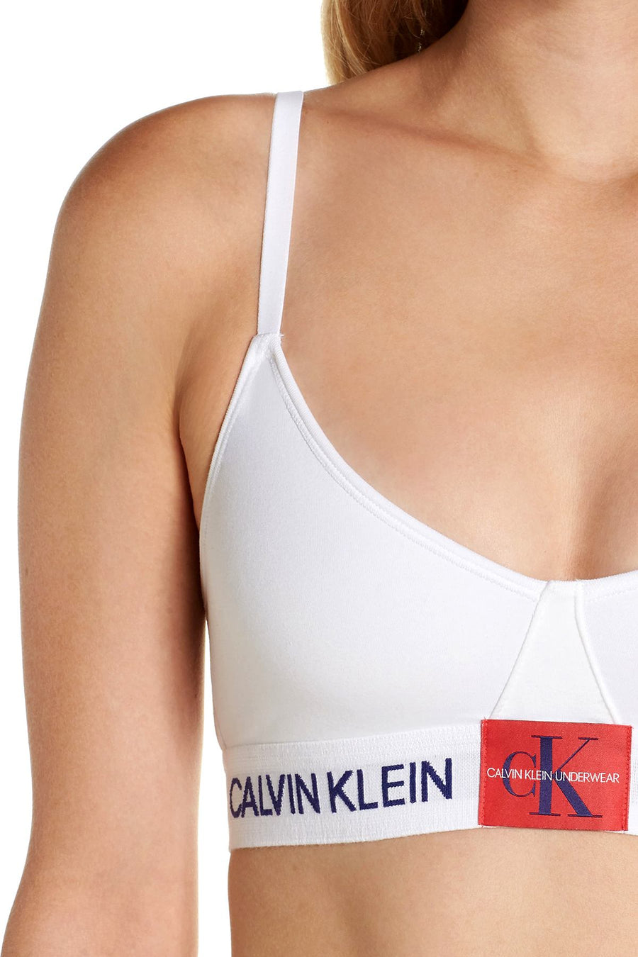 Calvin Klein White Monogram Unlined Triangle Bra