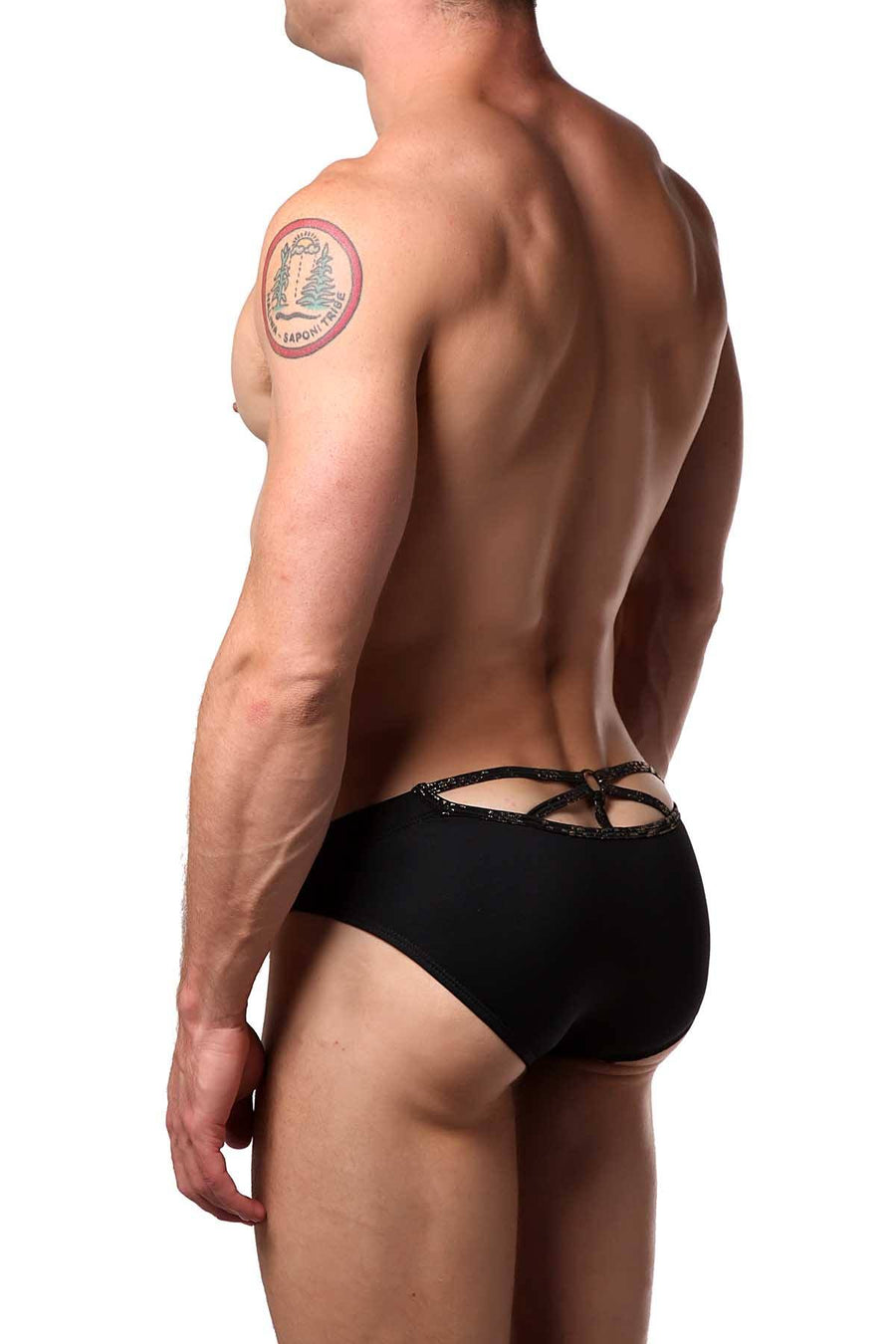 Candyman Black/Gold Cheetah Swim Brief