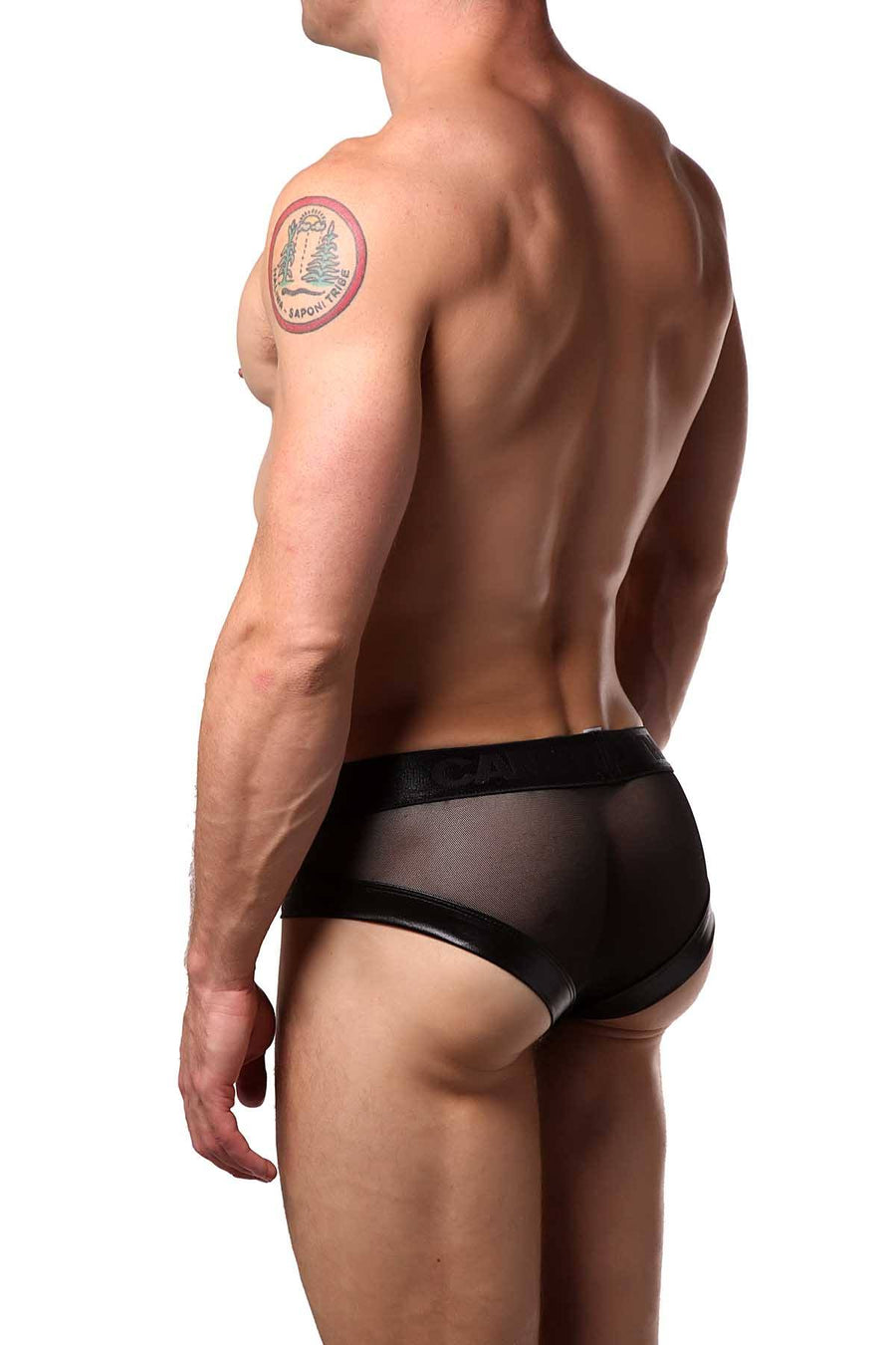 Candyman Black Sheer/Wet-Look Brief